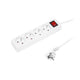 Cabo de extensão com 4 tomadas com aterramento e interruptor 1,5 m branco PR-470wsp 3x1,5 mm Sopro