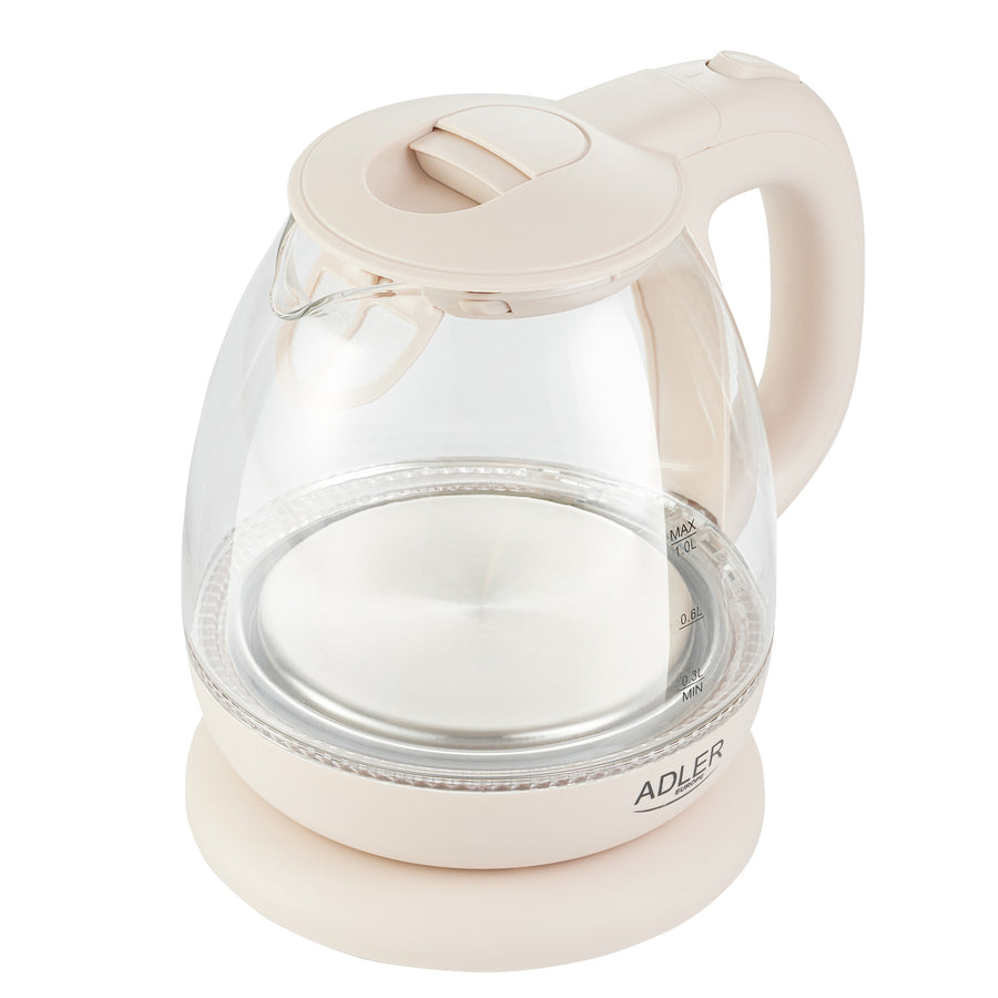 Adler AD 1283C Hervidor de vidrio 1.0L base giratoria, fondo plano