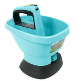 Espalhador elétrico manual, semeador de jardim, a pilhas, regulação de velocidade, ajuste de dosagem, empurrador de sementes 2.7L Greenmill GR0032