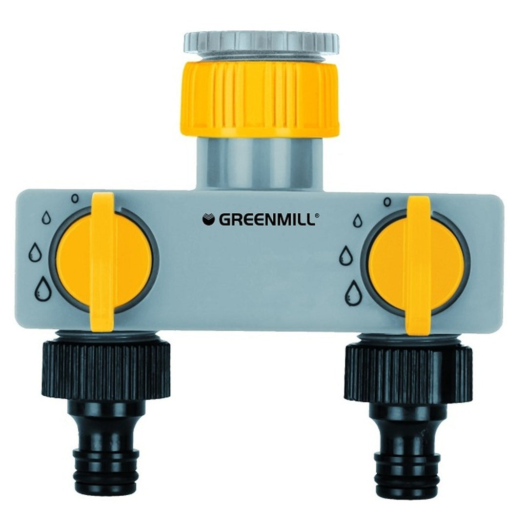 Distribuidor de água de 2 vias com conector de torneira portas 1" 3/4" Greenmill GB1683C