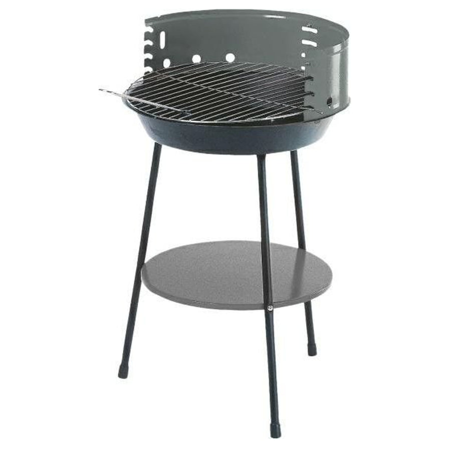 Churrasqueira de jardim com prateleira inferior, grelhador a carvão, churrasqueira Master Grill MG915 de 35 cm de diâmetro