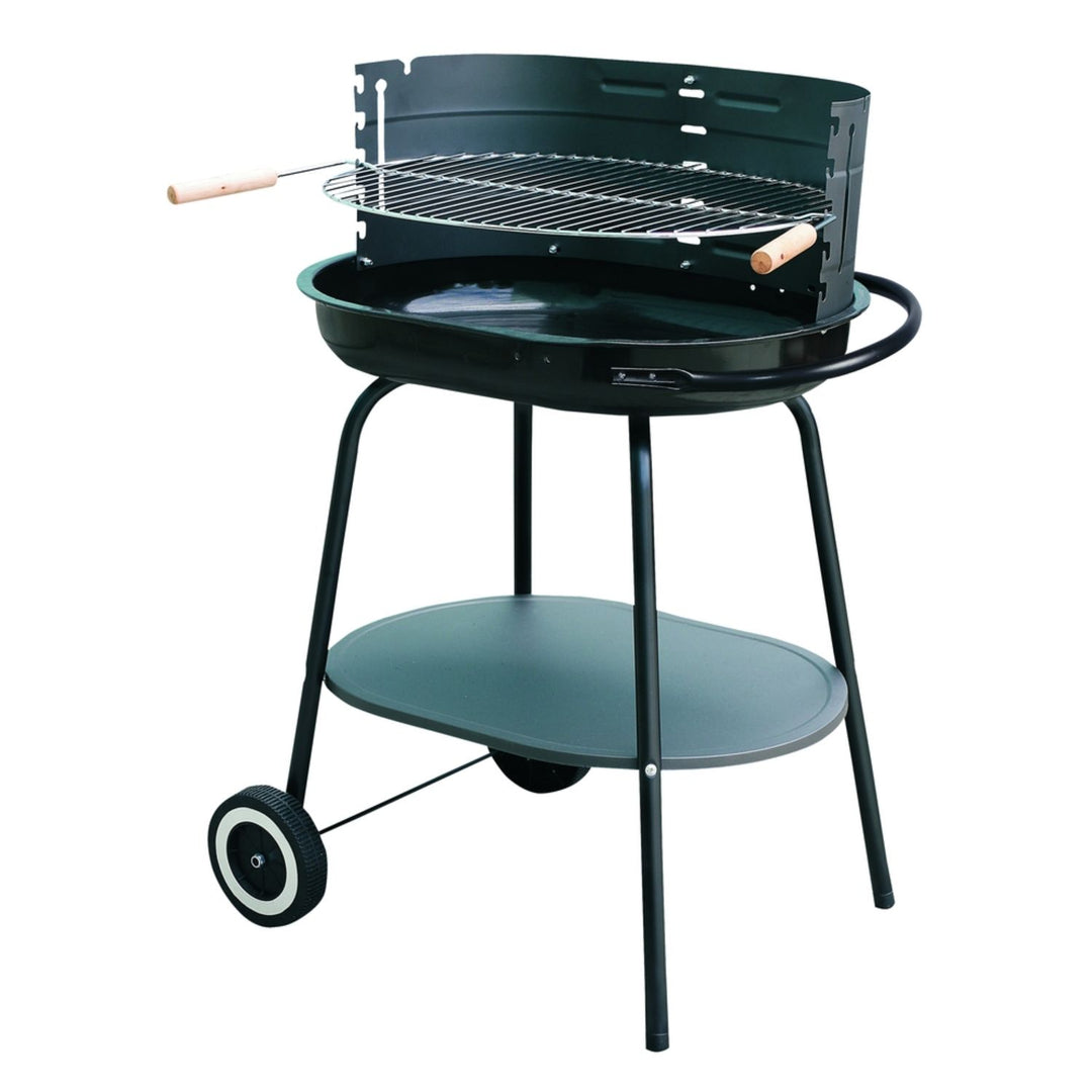 Grelhador a carvão oval 60x42cm com rodas, churrasqueira de jardim Master Grill MG942