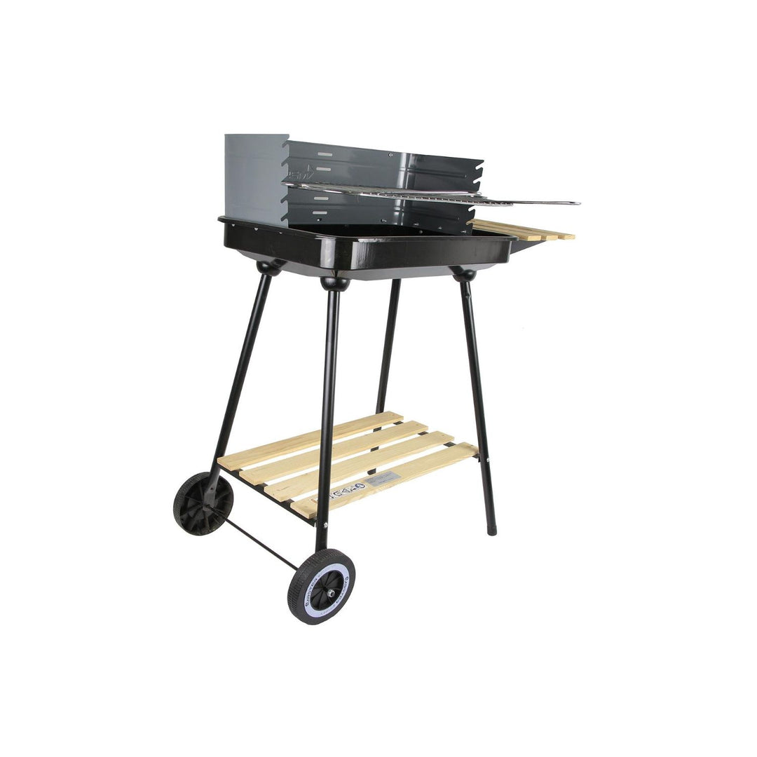 Barbacoa de carbón con tablero lateral 58x38cm, carro rectangular Master Grill MG905