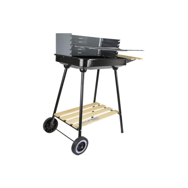 Barbacoa de carbón con tablero lateral 58x38cm, carro rectangular Master Grill MG905