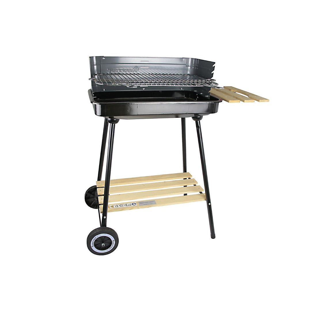Barbacoa de carbón con tablero lateral 58x38cm, carro rectangular Master Grill MG905