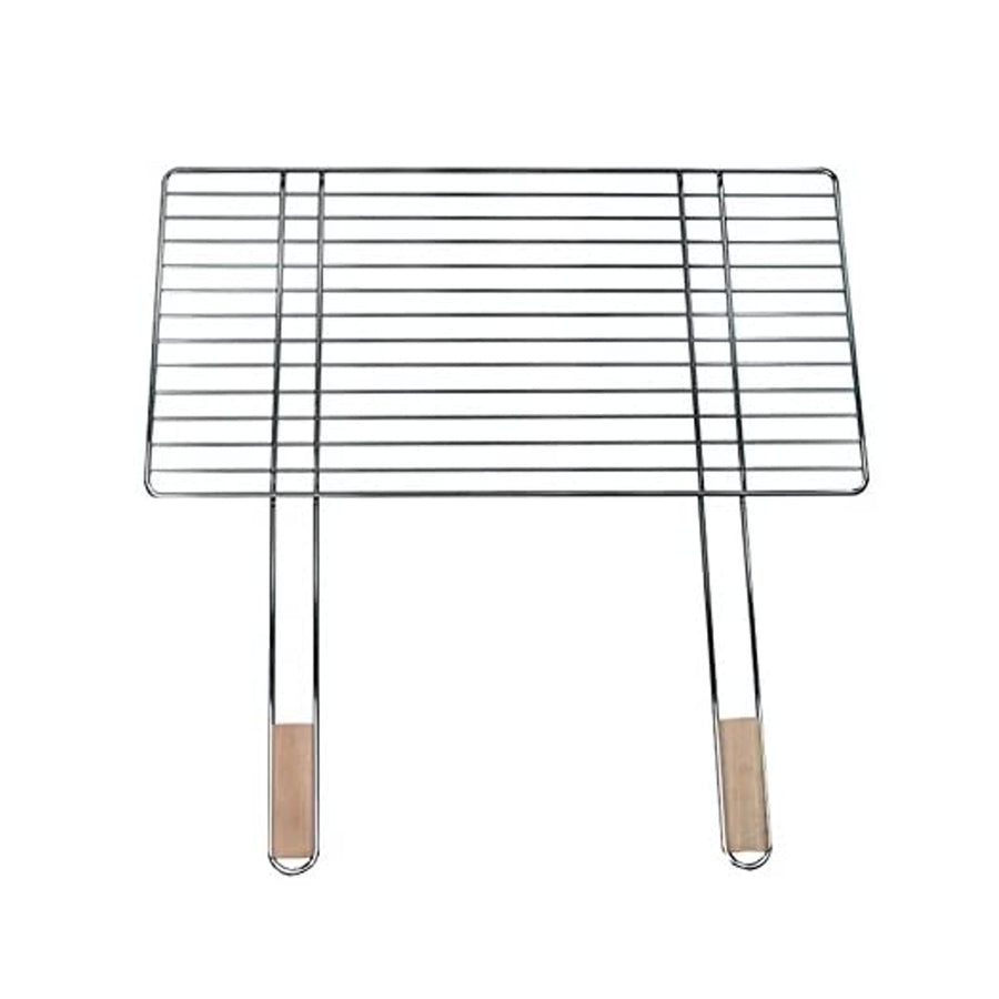 Rejilla parrilla de cocción para barbacoas 68x40cm con 2 asas de madera, acero cromado, rejilla de recambio Master Grill MG254