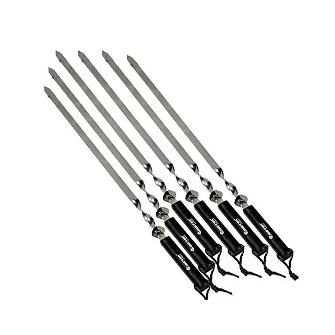 Brochetas parrilla 600x15x1.8mm ACERO INOXIDABLE con mango de madera brochetas para kebab brochetas para carne brochetas volteador de carne brocheta Master Grill MG133