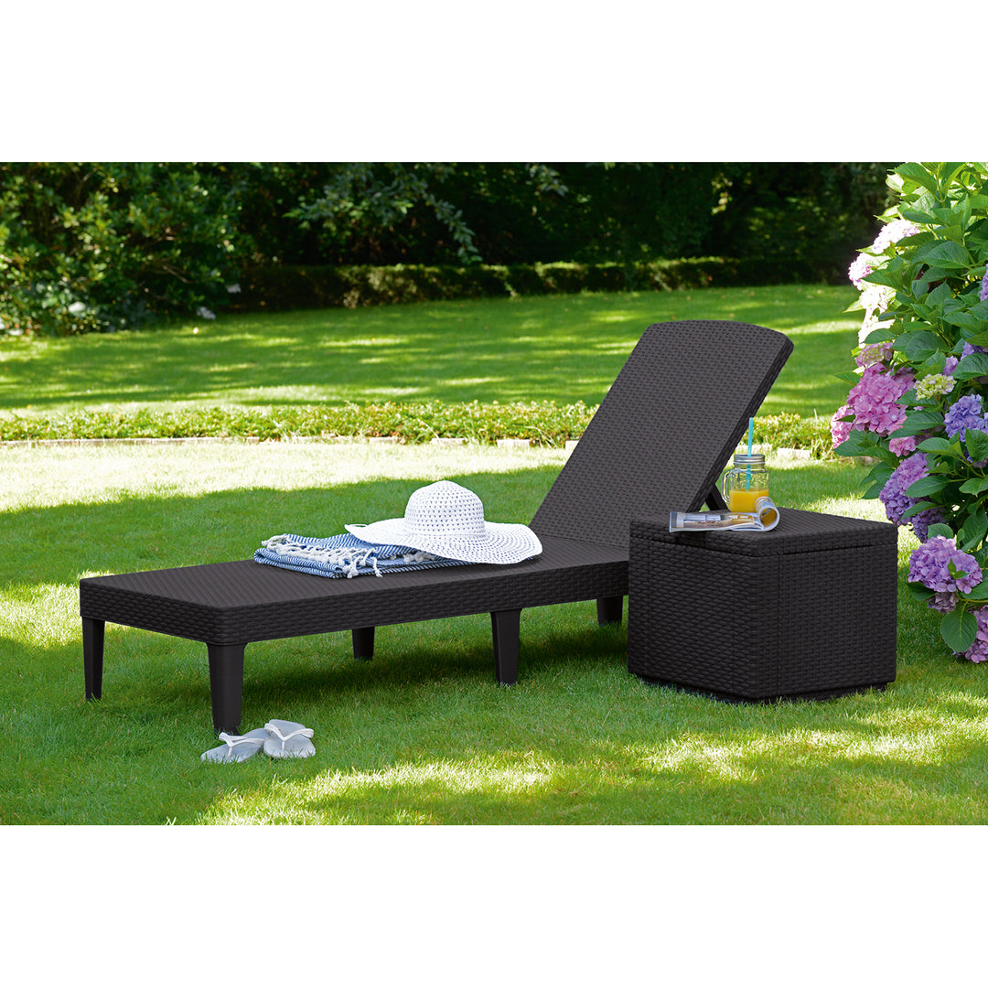 Espreguiçadeira com encosto ajustável em 4 direções, espreguiçadeira de jardim em rattan, resistente aos raios UV e às intempéries, marrom