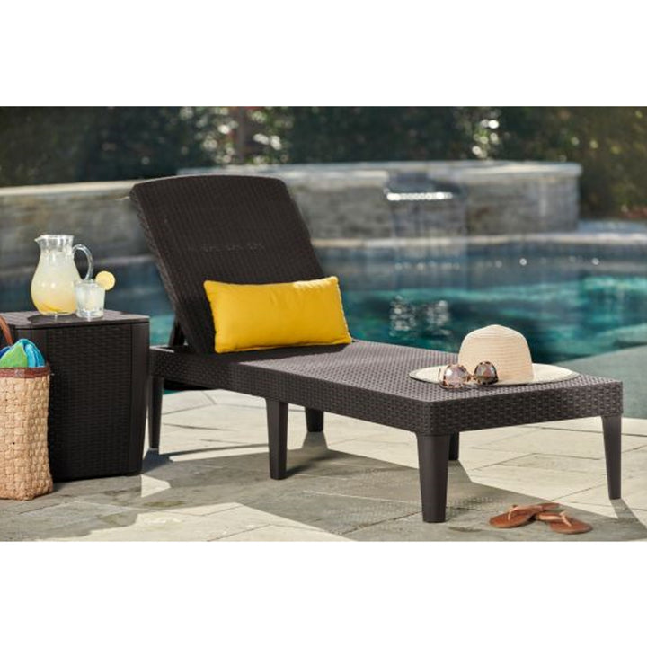 Espreguiçadeira com encosto ajustável em 4 direções, espreguiçadeira de jardim em rattan, resistente aos raios UV e às intempéries, marrom