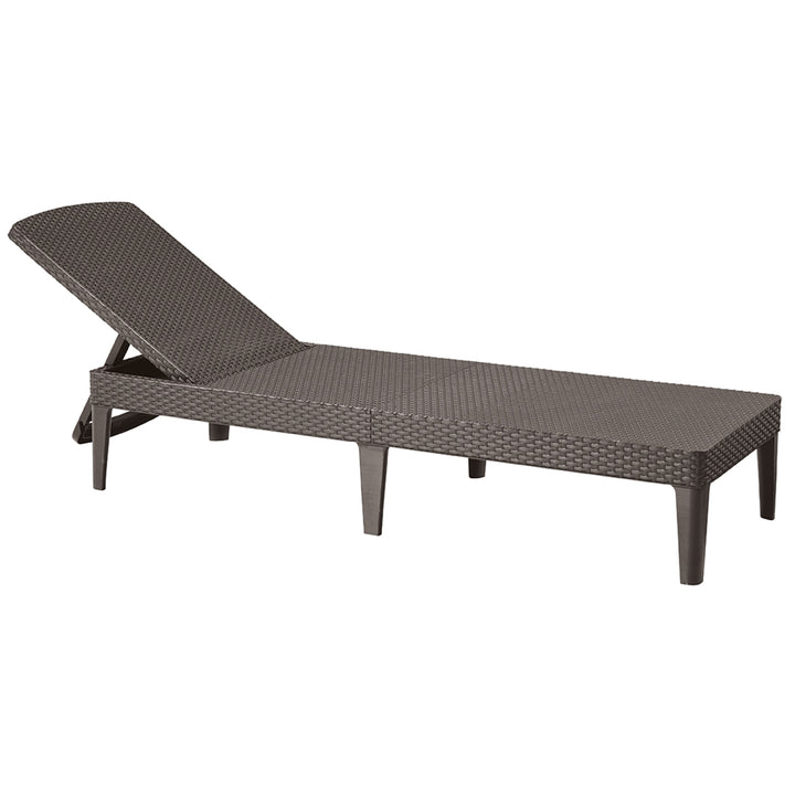 Espreguiçadeira com encosto ajustável em 4 direções, espreguiçadeira de jardim em rattan, resistente aos raios UV e às intempéries, marrom