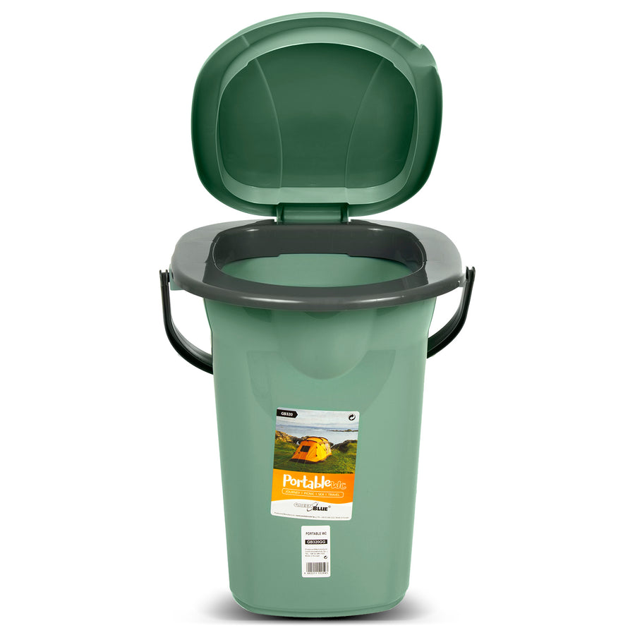GreenBlue GB320GG Inodoro portátil practico WC 19l con tapa verde-gris