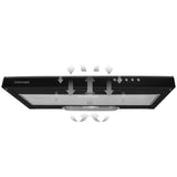Sob o capô do gabinete com filtro de gordura preto de 60 cm Concept OPP2060bc