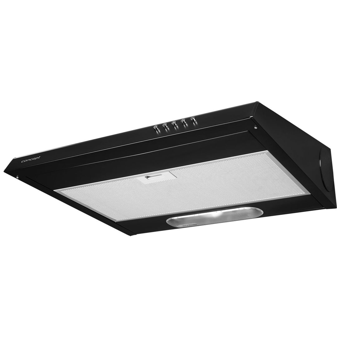 Sob o capô do gabinete com filtro de gordura preto de 60 cm Concept OPP2060bc