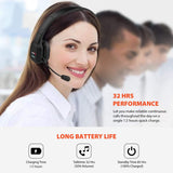 Audiocore AC864 Auriculares Bluetooth con micrófono de cancelación de ruido para el centro de llamadas Auriculares sobre la oreja 32 horas de tiempo de conversación Inalámbrica de manos libres Compatible con Google Assistant y Siri