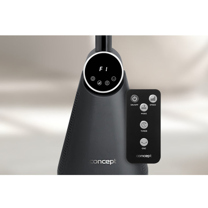 Ventilador de torre VS5130 com controle remoto, ventilador de pé de 50 W 101 cm com oscilação, 3 velocidades, temporizador de 15 horas CONCEITO