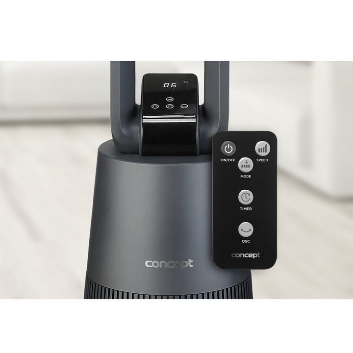 Ventilador de torre con mando a distancia, 50W, 97 cm, ventilador de pie con oscilación, 3 velocidades, temporizador de 15 horas, pantalla LED Concept VS5140