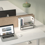Organizador de mesa de escritório Ergo com gaveta e carregador sem fio, branco, máx. 10kg, ER-441