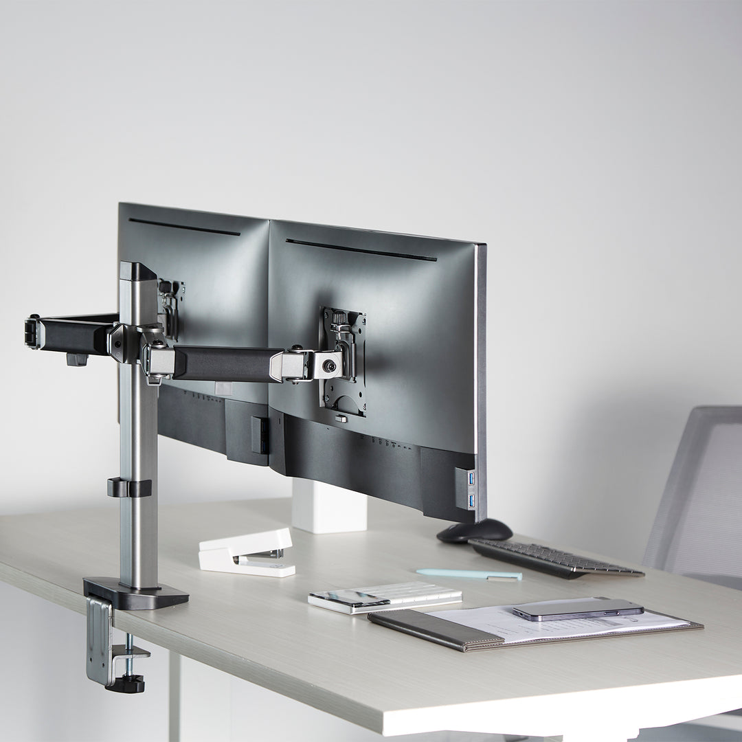 Suporte de monitor duplo articulado Deluxe Ergo Office, 17"-32", máx. 9kg, ER-449
