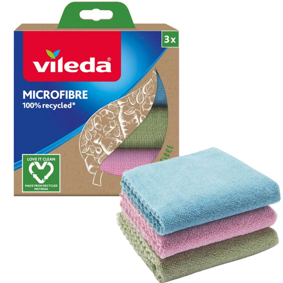 Conjunto de 3 Panos de Microfibra 100% Reciclados Vileda