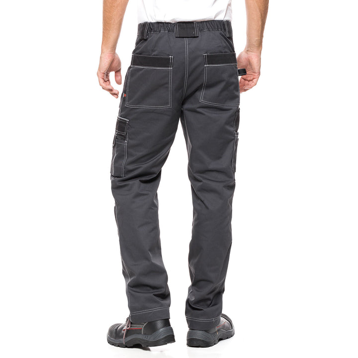 Calça de trabalho, calça mecânica com bolsos e joelhos reforçados para homem HELIOS CINZENTO-PRETO Tamanho 48 (86-90)