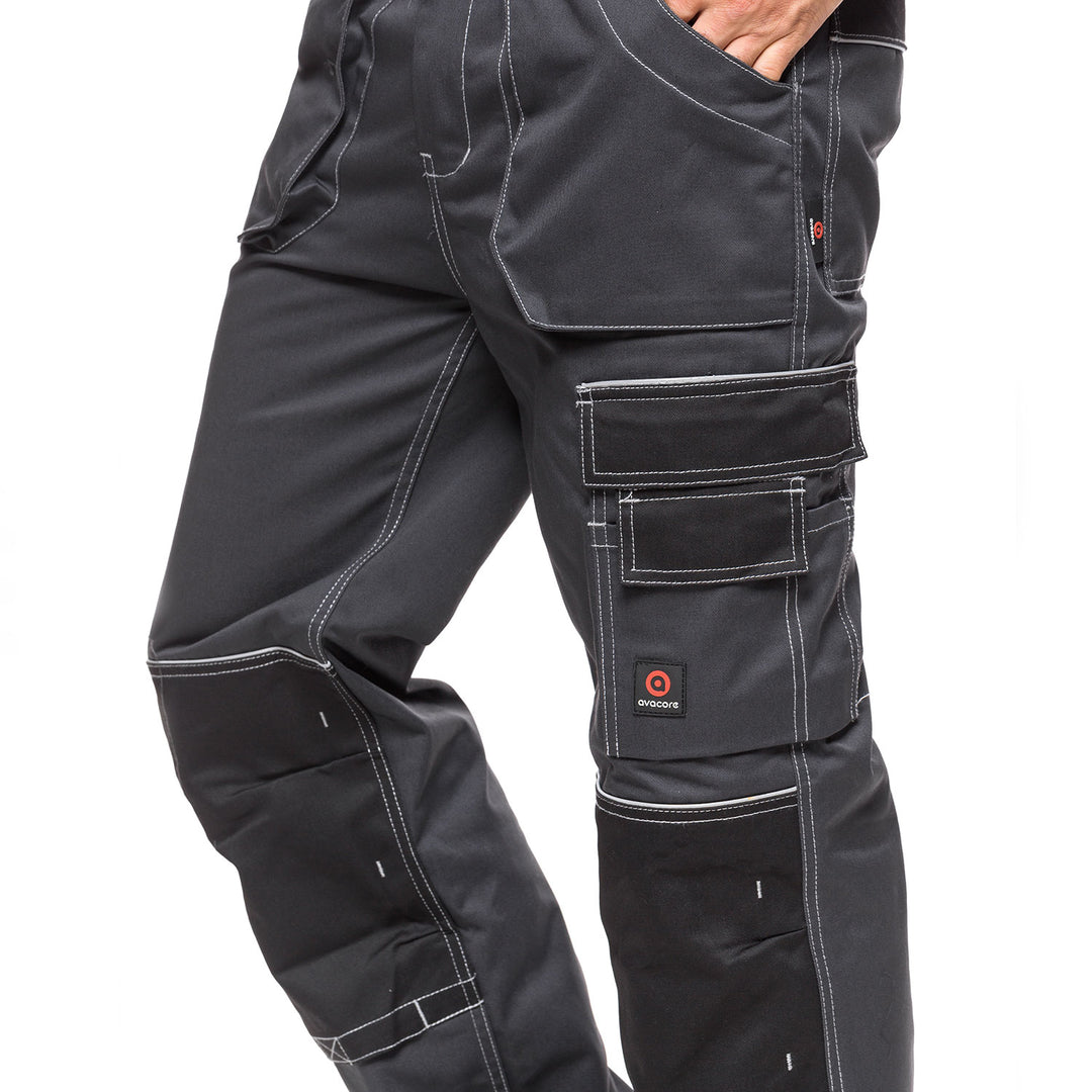 Calça de trabalho, calça mecânica com bolsos e joelhos reforçados para homem HELIOS CINZENTO-PRETO Tamanho 48 (86-90)