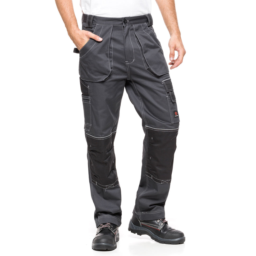 Calça de trabalho, calça mecânica com bolsos e joelhos reforçados para homem HELIOS CINZENTO-PRETO Tamanho 48 (86-90)