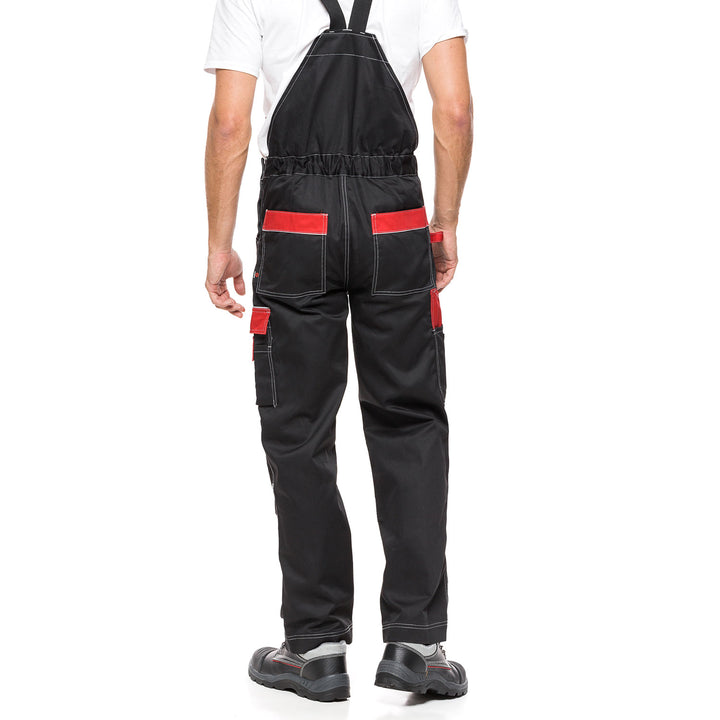 Macacão com bolsos multifuncionais calça de trabalho calça masculina Preto/Vermelho 280g/m² PRETO E VERMELHO Tamanho 48 (86-90)