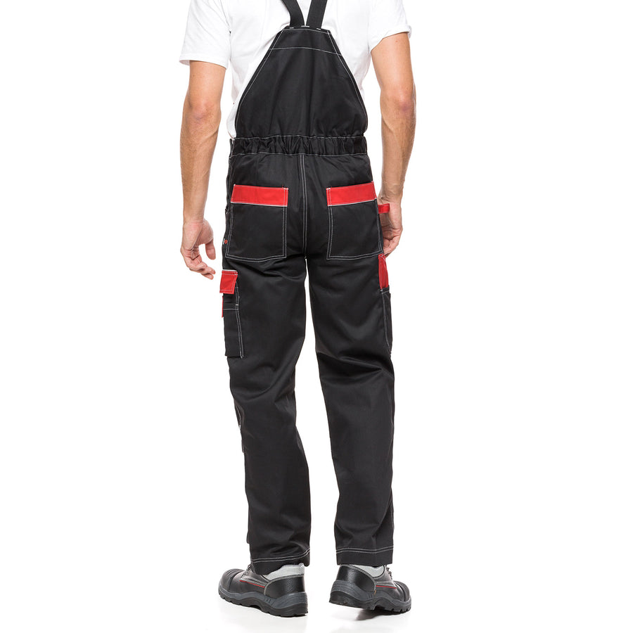 Macacão com bolsos multifuncionais calça de trabalho calça masculina Preto/Vermelho 280g/m² PRETO E VERMELHO Tamanho 48 (86-90)