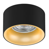 Candeeiro de embutir no teto com casquilho GU5.3 MR16 para lâmpadas LED e halógenas até 35W 70x40mm Foco embutido em alumínio refletor redondo preto/dourado