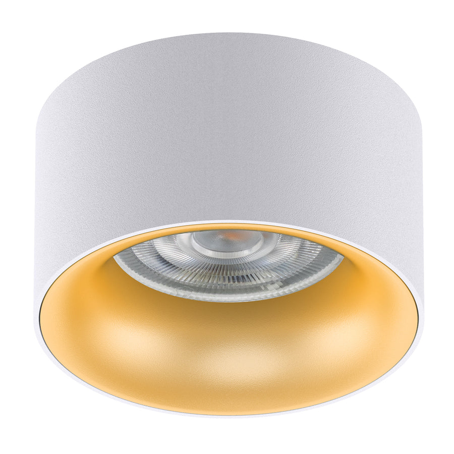 Candeeiro de embutir no teto com casquilho GU5.3 MR16 para lâmpadas LED e halógenas até 35W 70x40mm Foco embutido em alumínio redondo refletor branco/dourado