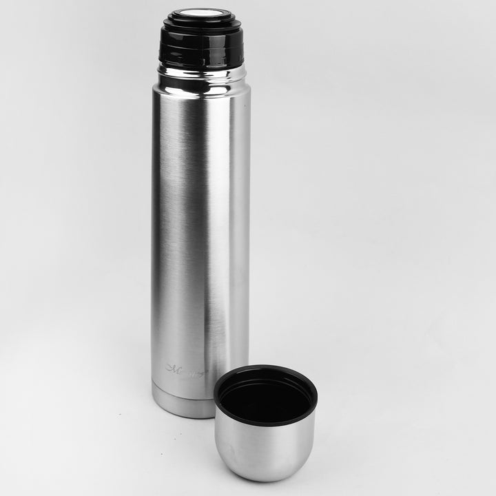 Botella aislante de acero inoxidable con vaso y bolsa de transporte para bebidas calientes o frías (1000ml)