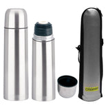 Garrafa isolada em aço inoxidável com copo e bolsa de transporte para bebidas quentes ou frias (750ml)