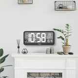 Grande relógio digital com sensor de temperatura tela LED 37x17cm Mesa de alarme ou relógio de parede alimentado por cabo ou baterias