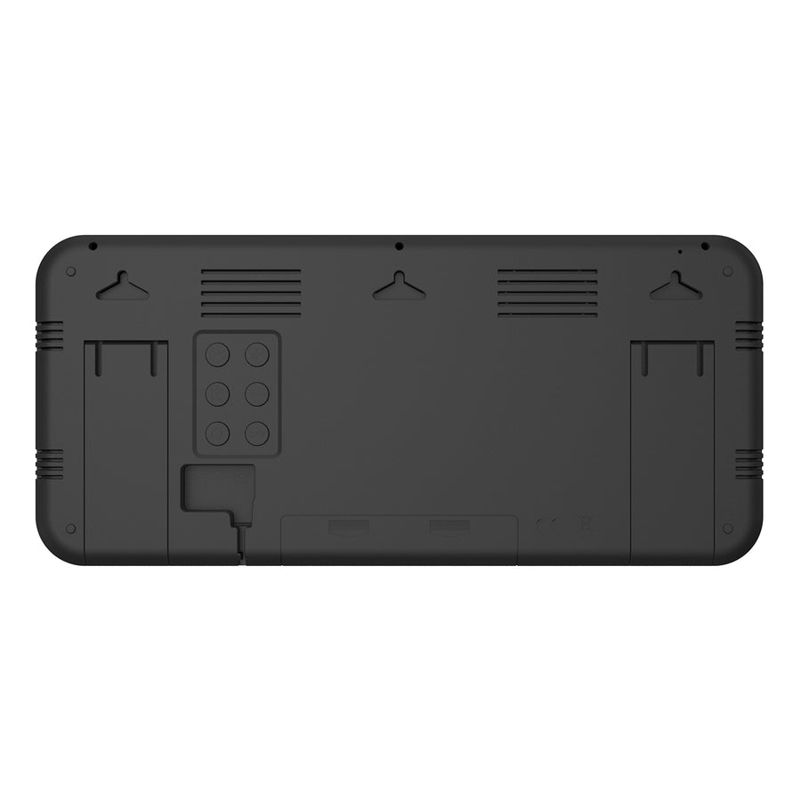 Grande relógio digital com sensor de temperatura tela LED 37x17cm Mesa de alarme ou relógio de parede alimentado por cabo ou baterias