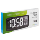 Grande relógio digital com sensor de temperatura tela LED 37x17cm Mesa de alarme ou relógio de parede alimentado por cabo ou baterias