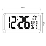 Grande relógio digital com sensor de temperatura tela LED 37x17cm Mesa de alarme ou relógio de parede alimentado por cabo ou baterias