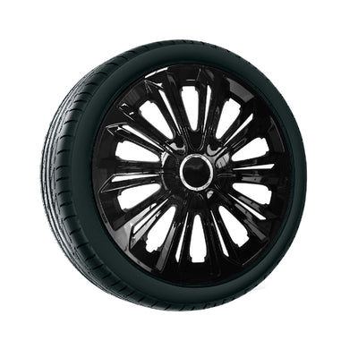 Tampa e tampa universal de 14" resistente lacada a preto, 4 peças
