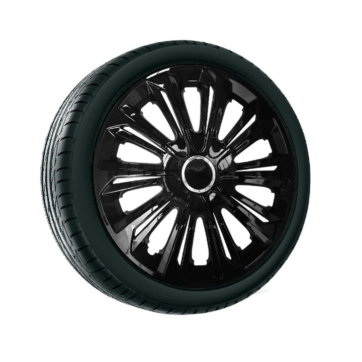 Tampa e tampa universal de 14" resistente lacada a preto, 4 peças