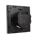 Maclean Interruptor de luz de toque duplo SMART Tuya APP Vidro preto com iluminação de botão quadrado 86x86mm MCE717B