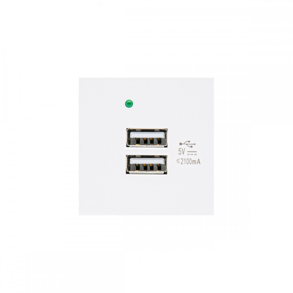 Toma USBx2 de Maclean con cargador, doble, carga rápida de 2,1 A, blanco, MCE728W