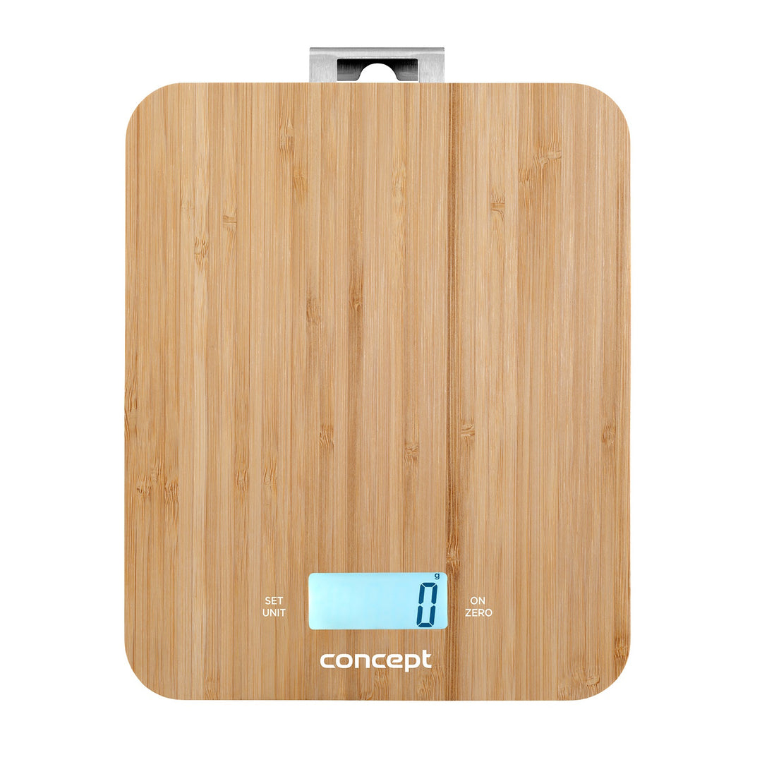 Concept VK5713 Balanza Digital de Cocina - Bambú - 15kg Reloj Temporizador Diseño de Bambú max. 15kg con gancho para colgar