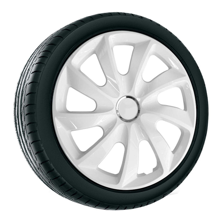 NRM Stig 15" Calotas de roda Capas de roda - Conjunto completo de 4 peças - Branco - 15" polegadas