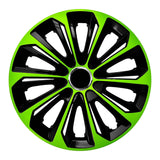 NRM Extra Strong 14" Calotas de roda Capas de roda - Conjunto completo de 4 peças - Preto/Verde - 14" polegadas