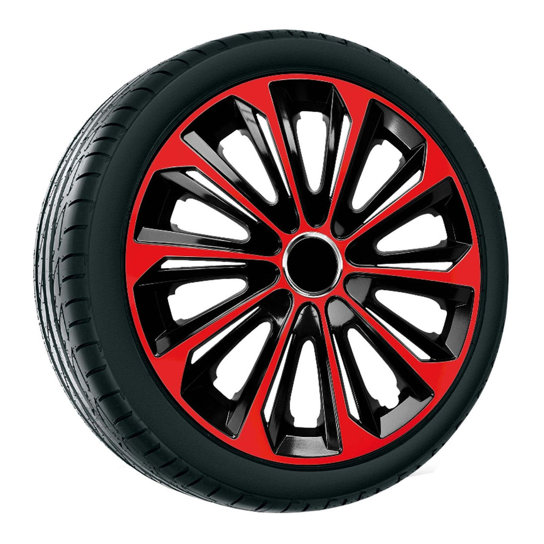 NRM Extra Strong 16" Calotas de roda Capas de roda - Conjunto completo de 4 peças - Preto/Vermelho - 16" polegadas