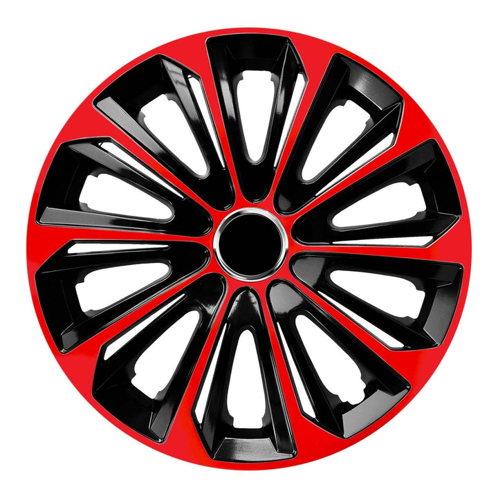 NRM Extra Strong 16" Calotas de roda Capas de roda - Conjunto completo de 4 peças - Preto/Vermelho - 16" polegadas