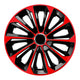 NRM Extra Strong 16" Calotas de roda Capas de roda - Conjunto completo de 4 peças - Preto/Vermelho - 16" polegadas