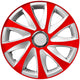 Guarnições de roda de calotas - Conjunto completo de 4 peças - NRM Drift Extra - Vermelho / Prata - 15" polegadas