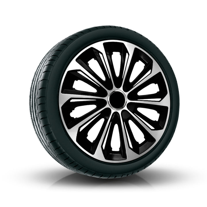 Tampões 14" NRM EXTRA FORTE PRATA PRETO prata e preto 4 peças.