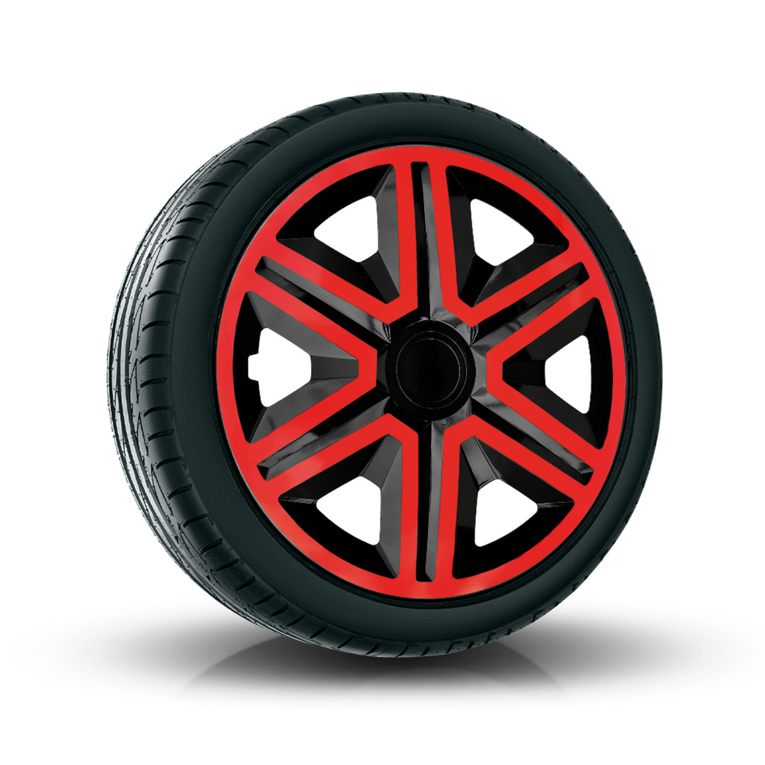 Tapacubos 15" NRM ACTION DOUBLECOLOR ROJO NEGRO 4 piezas