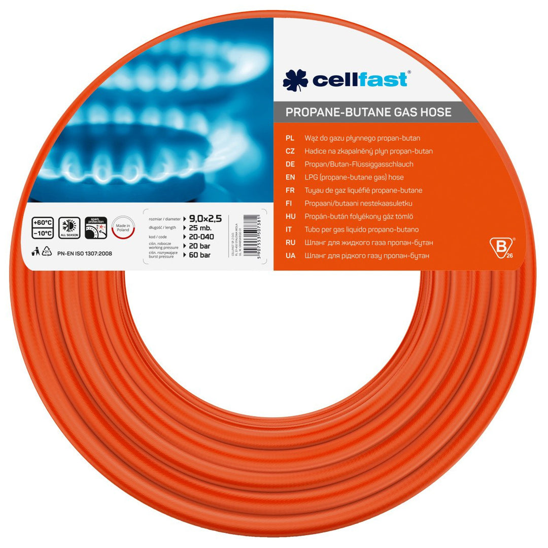 Manguera de gas propano-butano a presión 9mm x 2,5mm Cellfast 25m